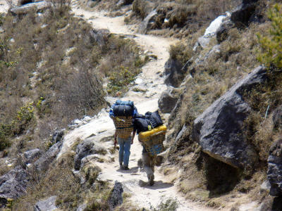 Sherpas carry our luggage... sorry it's heavy