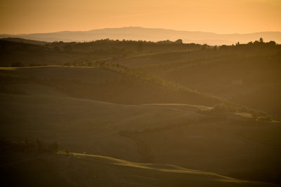Tuscan landscape at sunset