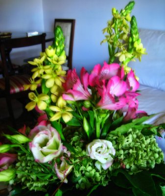 A lady is never too old to enjoy flowers...
