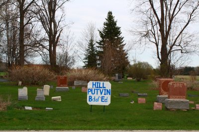 Political campaigning in a cemetary
