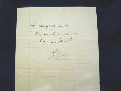 George Eastman's Suicide Note, Eastman House, Rochester, New York