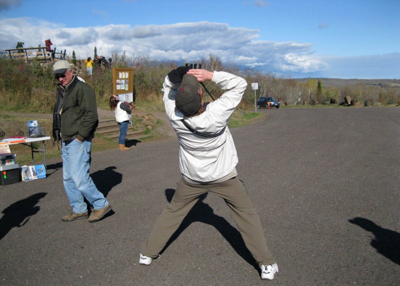 Steve hawkwatching at Hawk Ridge!