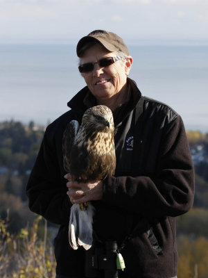 Linda with her Rough-legged Hawk