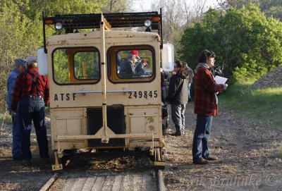 Greeting people to the train