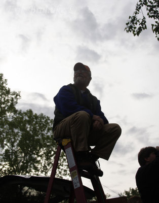 Tom Bartlett conducting the Big Sit, to help raise money for Black Swamp Bird Observatory