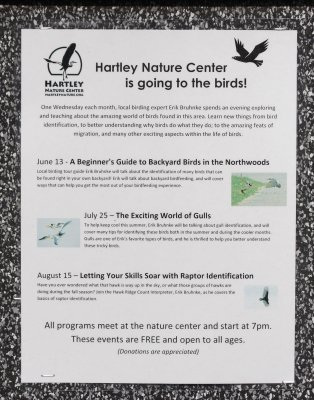 Talks that I am giving at Hartley Nature Center! Hope to see you there!
