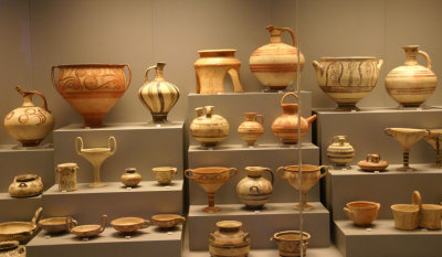 Ensemble of exquisitely handcrafted pottery by Greek artisans circa BC.
