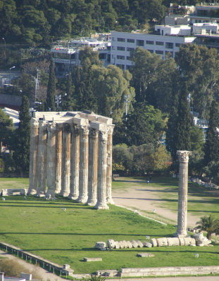 Restored columns from the Street of Tripods at ancient Acropolis.