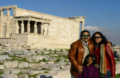 At the Erechtheion built to commemorate the victory of Athena against Poseidon, over the protection of Athens.