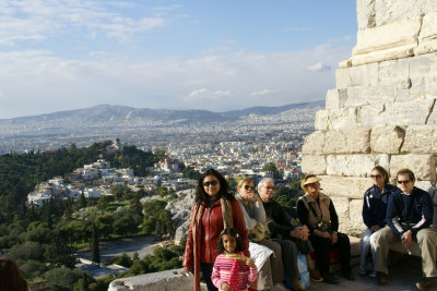 With Athens as backdrop from the Temple of Athena Nike.
