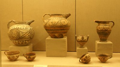 Clay Pottery from the Minoan Civilization 17th Century BC excavated from Akrotiri.
