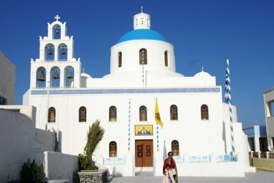Greek Orthodox Church (typical of Santorini) in Oia.