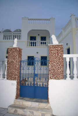 Ornate exterior of house in Oia.