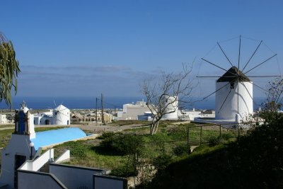 Rural windmills in the village of Emporio.