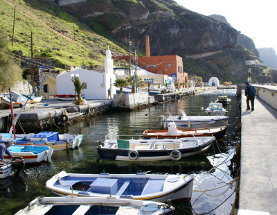 Santorini harborfront below Fira.
