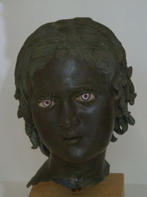 Bronze bust of young athlete from Ancient Olympia.