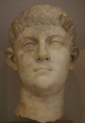 Bust of Roman Emperor Nero in pentelic marble.