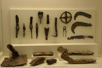 Iron stone, earth and wood working tools used to build the Sanctuary at Olympia.