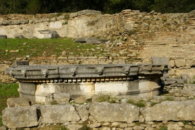 Remains of an ornate column from the Temple of Hera.