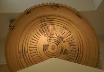 Spectacular terracotta circular artifact circa 400 BC as a tribute to Helios the Greek Sun God.