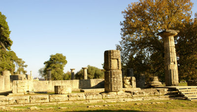 Temple of Hera wife of Zeus at whose alter the Olympic torch is lit to this day.