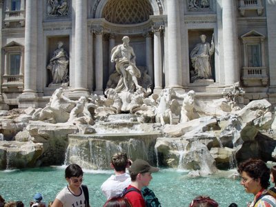 Another perspective of the Fontana di Trevi, arguably, the most popular tourist destination in Rome.