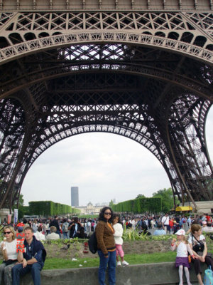 Beneath the Eiffel Tower.