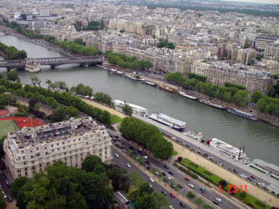 The breath taking view of the river Seine from the Eiffel Tower.