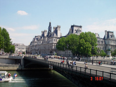 View from the bridge across the Louvre.