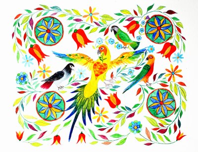 Four Christmas Parrots - 2011
