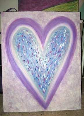 Oil Pastel Heart on wood 2011