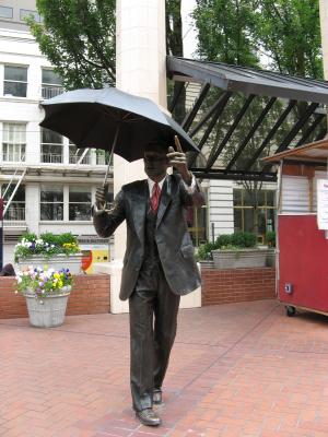 Umbrella Man Sculpture Pioneer Square Portland