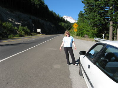 Marlene (driving) Hwy 26 to Mt. Hood