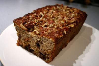 banana bread with pecans and chocolate