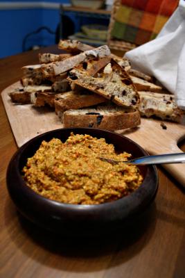Artichoke tapenade and olive bread