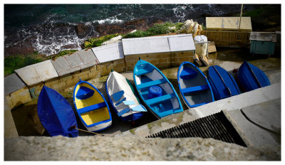 Blue boats in Malta