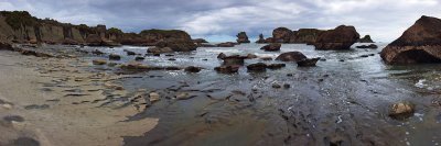 Panorama at Woodpecker Bay, West coast, New Zealand