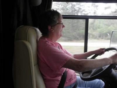 Bernice driving, look at that smile