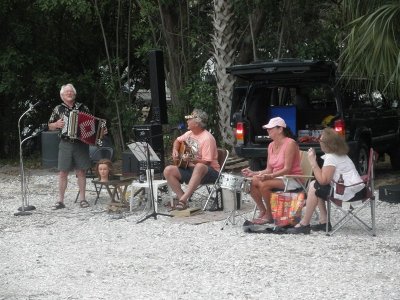 group gathers to jam outside