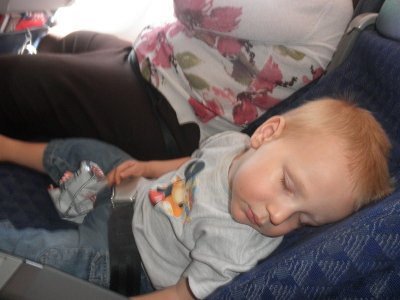 snoozing on the airplane ride homei
