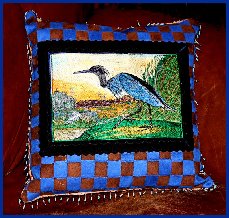 Blue Heron woven suede pillow.JPG