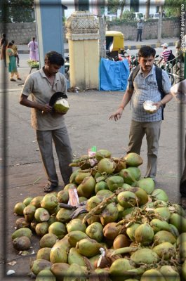 Fresh coconut water can be made on the spot