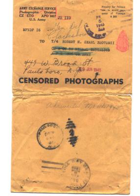 Photo Mailing Envelope US Army Censors