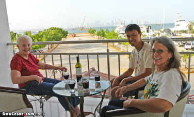Wine on the balcony of Amador Ocean View Hotel