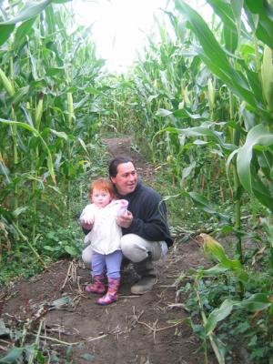 Dad and Tay in corn maze