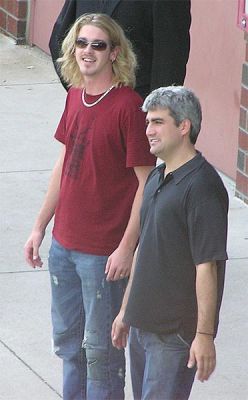 Bucky and Taylor outside the arena