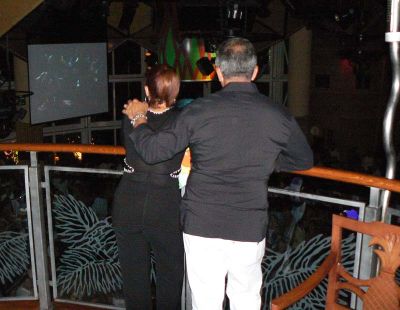 Gloria and Emilio look over the crowd
