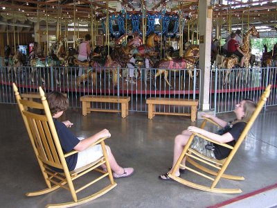 Antony and Nicole watch the merry-go-round