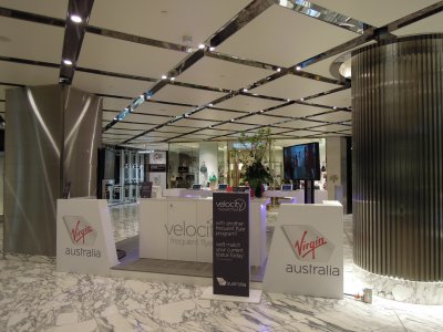 Velocity status match booth at Westfield Sydney