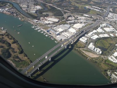 departing Brisbane - above the Gateway bridge